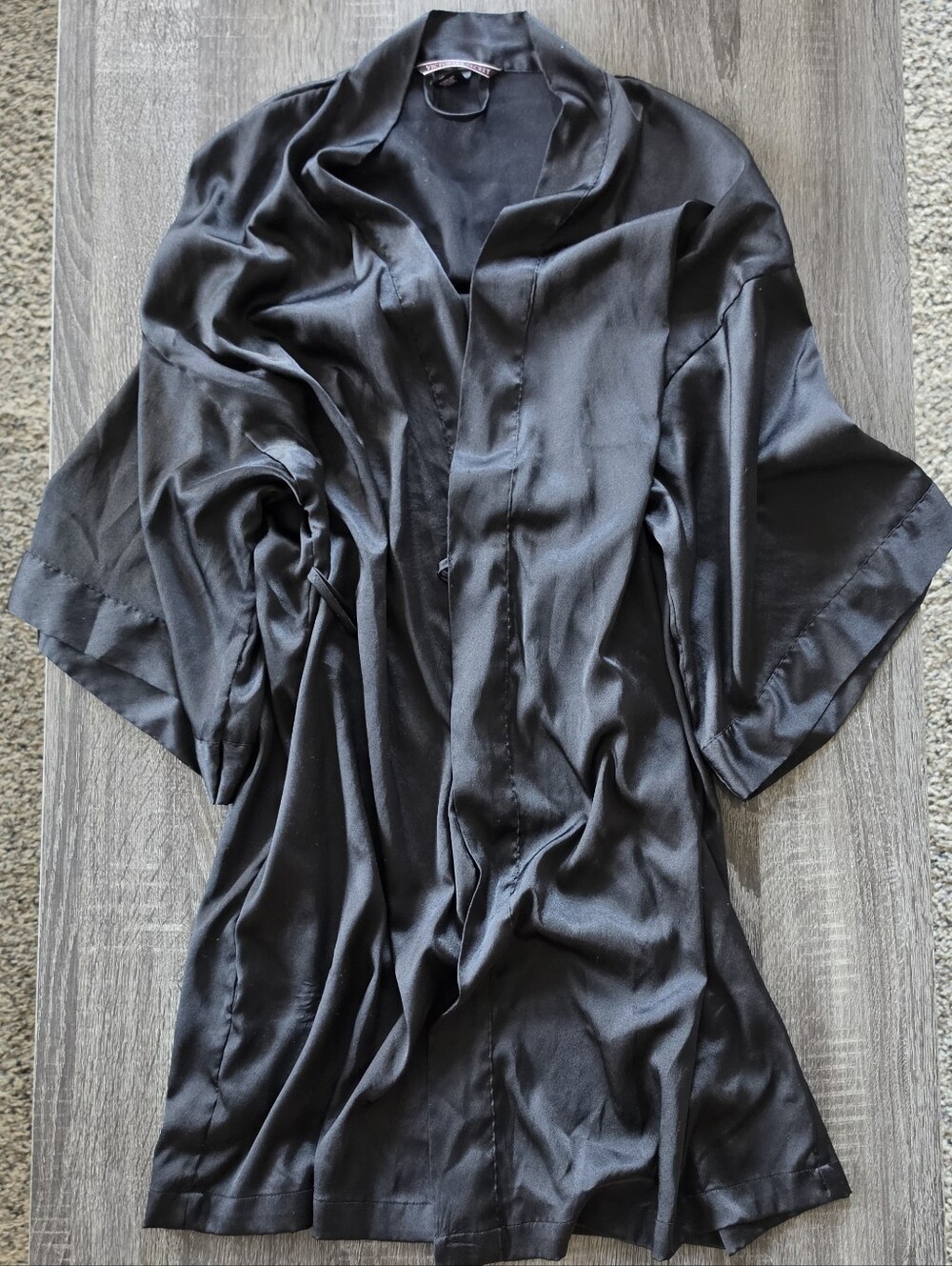 Victoria's Secret Black Satin Lingerie Robe